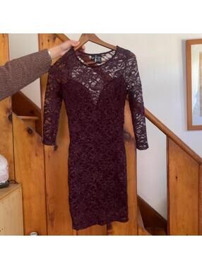 windsor Burgundy lace dress with 3/4 sleeves size small